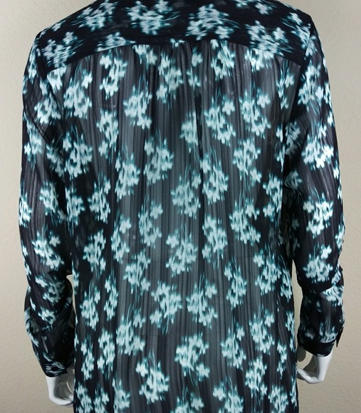 Vera Wang Simply Vera Black & Green Printed Blouse - Picture 4 of 8